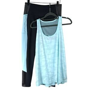 BCG Women’s Activewear Set Tank Top & Leggings Mint Green Gray Size Large